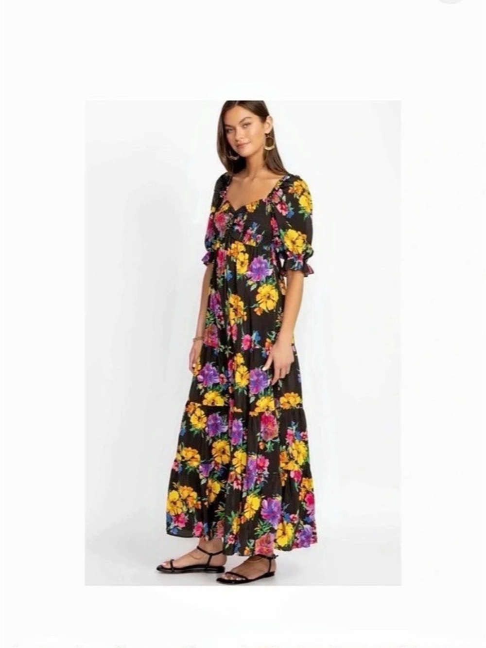 Johnny Was Poppy Smocked Floral Maxi Dress